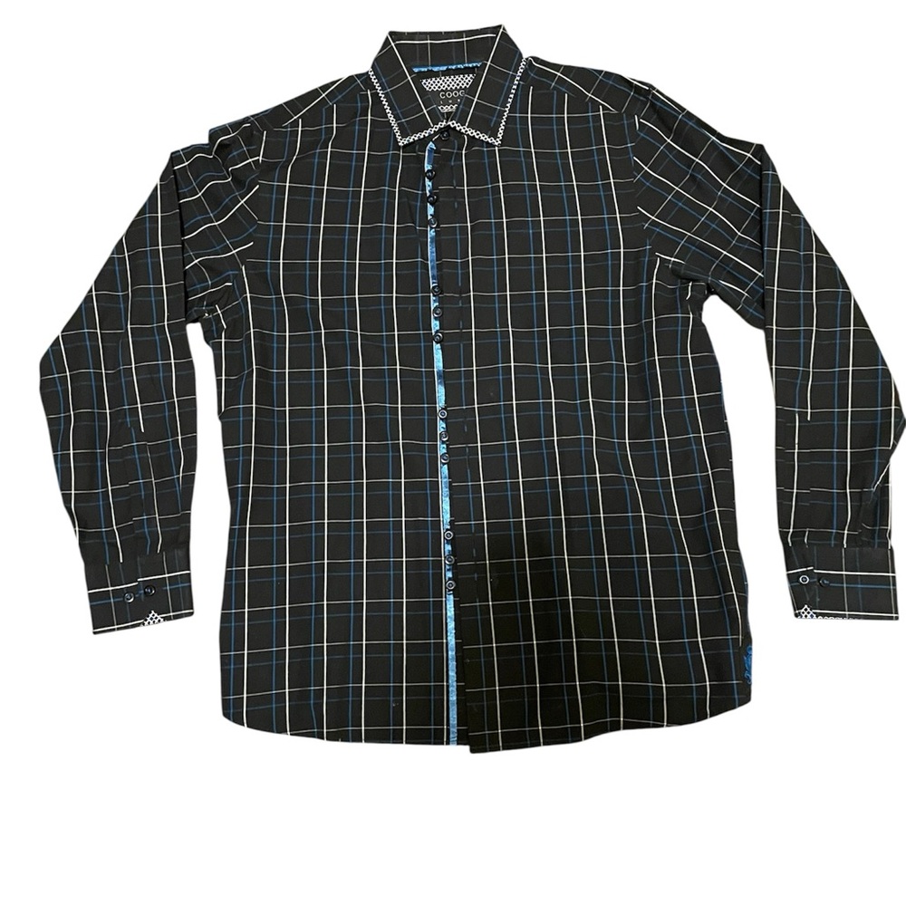 Coogi Luxe Dress Shirt Black Plaid L 15.5/17